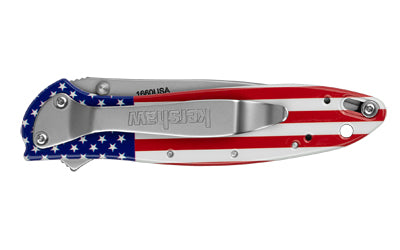 KERSHAW LEEK 3 USA FLAG/SLV